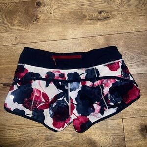 lululemon pink and blue Floral Patterned Shorts